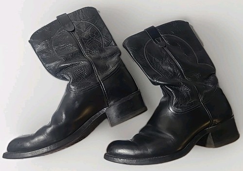 Hombres Texas 8300 Cuero Negro Vaquero Rocker Botas de Motociclista Festival 9.5 - Imagen 2 de 11