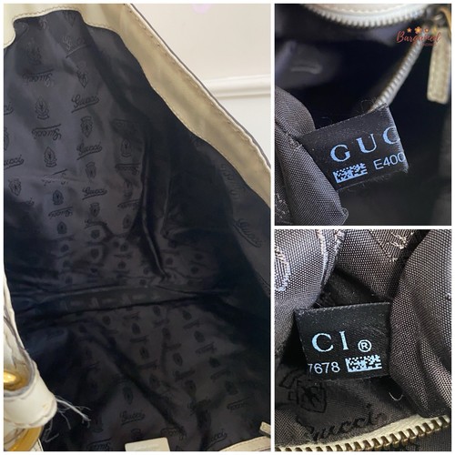 Auténtico Bolso de Hombro Hobo Grande GUCCI Cuero Crema Jockey - Imagen 13 de 14