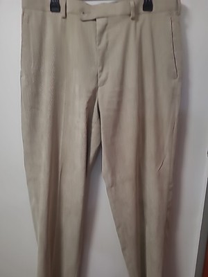 Perry Ellis Portfolio Dress Pants Men 36x34 Khaki Flat Front Slacks Classic 