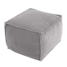  Stuffed Pouf Ottoman Foot Rest, Corduroy Floor Pouf Foot Square Light Grey