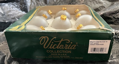 8 Vntg The Victoria Collection Glass Christmas Ball Ornaments Solid Frosted USA - Picture 16 of 17