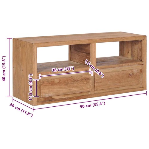 Solid Teak Wood TV Cabinet Entertainment Center Drawer Organiser Unit vidaXL - Picture 2 of 5