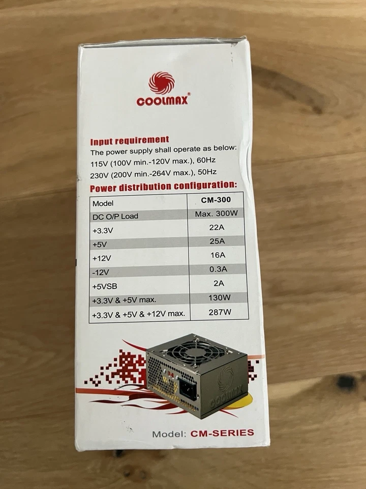 CoolMax 300 Watt 80mm Micro ATX Power Supply CM-300 Series - Image 3 of 4