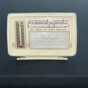 Vtg 1960’s Permanent Pigments Advertising Thermometer Calendar