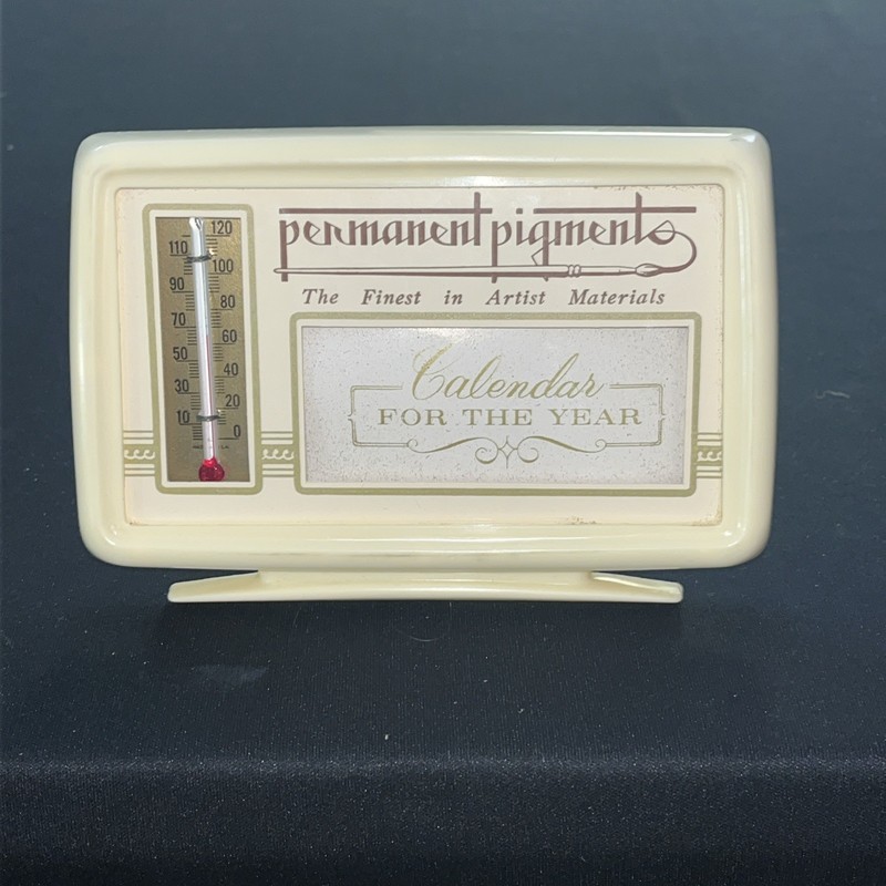 Vtg 1960’s Permanent Pigments Advertising Thermometer Calendar