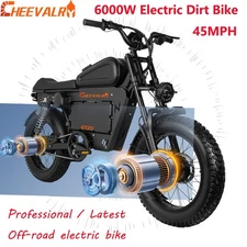 6000W Electric Dirt Bike 60V 43AH Electric Motorcycle 45mph 20*4.5" EMoutainBIKE