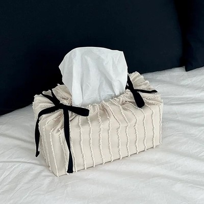 Polyester Tissue Box Cover Small Round/Large Rectangular Decor Home C0V8