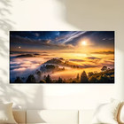Sunset Landscape Stars & Moonlight Unframed Canvas Painting for Living