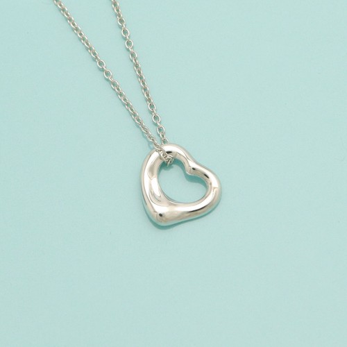 Tiffany & Co. Elsa Peretti 11mm Open Heart Necklace Pendant 16" Silver 925 - Picture 4 of 11