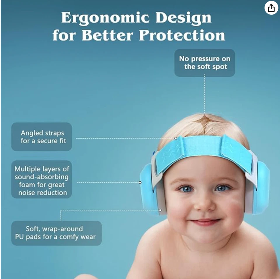 Orejeras para bebé para protección contra ruido - Auriculares ligeros con cancelación de ruido 24Db Foto 3 de 4