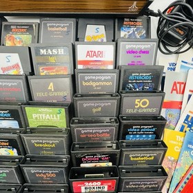 Atari 2600 Lot 43 Games 20 Manuals Console Controllers MusicMate Holder UNTESTED