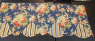 NEW  VTG Waverly Navy Sanctuary Rose Scalloped Valance Striped Underlay Buttons