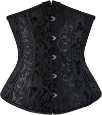 Women Lace Up Boned Jacquard Brocade Waist Training Underbust Corset