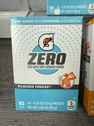 Gatorade G Zero Powder 50 Packets Glacier Freeze/ Cherry Orange Sugar Free Mix - Picture 2 of 5