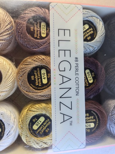 Wonderfil Eleganza 100% Egyptian Cotton 12 Ball Set #8 Perle Cotton Neutral New - Picture 2 of 9