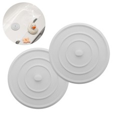 2 Pcs Rubber Large Round Sink Stopper Flat Tub Drain Plug Hair Catcher