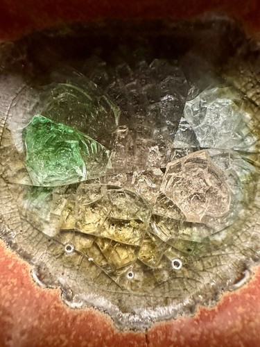 Heart Shaped Ceramic Geode Pottery Crackled Fused Glass Trinket Dish USA - Picture 12 of 13