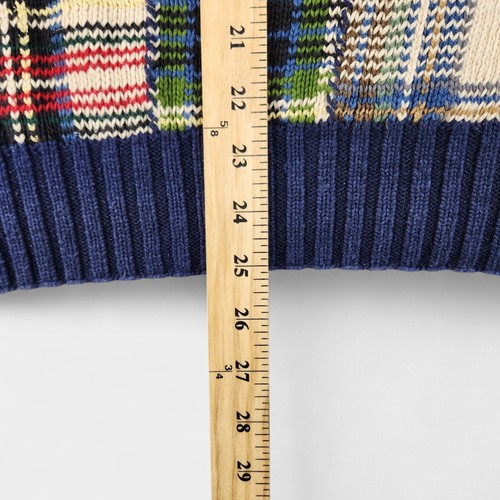Polo Ralph Lauren Sweater Mens Small Multi Tartan Patchwork Crewneck Linen Silk - Picture 14 of 16