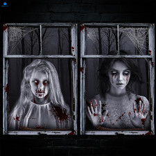 Halloween Ghost Window Cover Curtains Silhouettes Decorations - Scary...