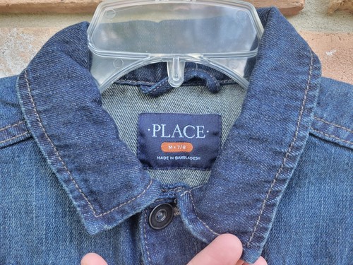 The Childrens Place Unisex Dk Blue Denim Jacket Size M (7/8) Cotton Classic - Picture 3 of 10