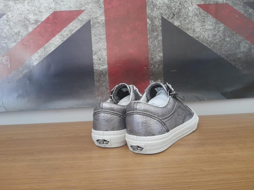 VANS OLD SKOOL SILVER FAUX LEATHER SNAKESKIN PATTERNED LOWS SIZE UK 4 EURO 36.5 - Picture 7 of 13