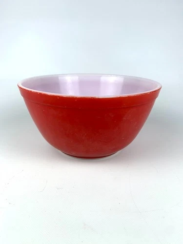 Vintage Pyrex Red Mixing Bowl #402 1.5 Qt Quart MCM Glass Kitchen Ware