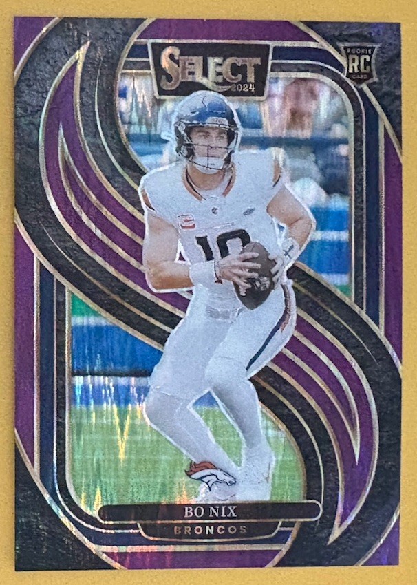 2024 SELECT BO NIX RC HOLO PURPLE SHOCK PRIZM #'d /360 SP PREMIER ROOKIE BRONCOS