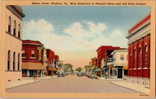 Postcard Mellon Street Phoebus VA Main Boulevard of Newport News Old Point Linen