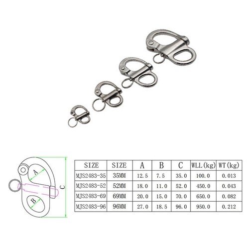 Gréement de bateau marin en acier inoxydable, manille fixe à dégagement rapide avec anneau rond (16 * 69mm Gréement de bateau marin en acier inoxydable, manille fixe à dégagement rapide avec anneau rond (16 * 69mm