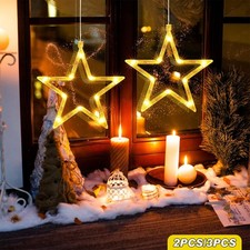 Christmas Window Lights, 2/3Pcs LED Star Christmas Light Hanging Christma Star
