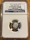 2011 S Silver Proof Roosevelt Dime 90% Silver, NGC Early Release PF 70 Ultra Cam