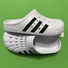 Adidas ADILETTE White Black Clogs Slip On Slides Sandals Unisex Men 6 / Women 7
