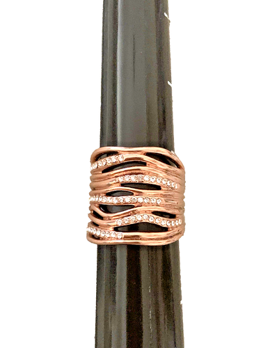 Anillo de oro rosa circonita cúbica accesorio de boda moda lujo mujeres estilo cuerda nuevo en caja - Imagen 5 de 6