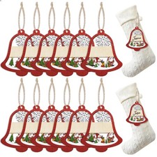 12 Pcs Name Tags for Christmas Stockings Wooden Stocking Labels Gift Tags Han...