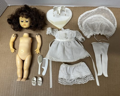 #ad #ad Vintage 8quot; Straight Leg VOGUE Ginny Doll Brunette Bride Stand Needs Restringing $44.99