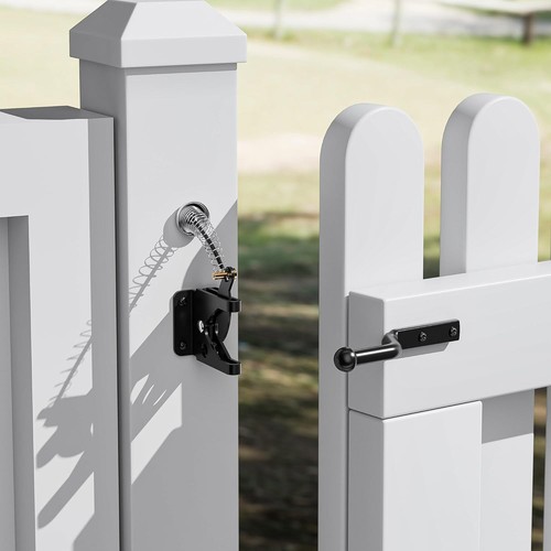 skysen Self Locking Fence Gate Latch Carbon Steel Black/Lock Post Mount Black - Picture 3 of 9