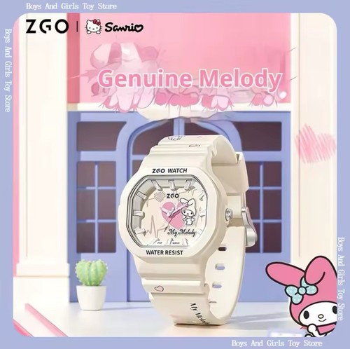 Sanrio x Zgo Hello Kitty My Melody Beige & Pink Heartbeat Kawaii Wristwatch