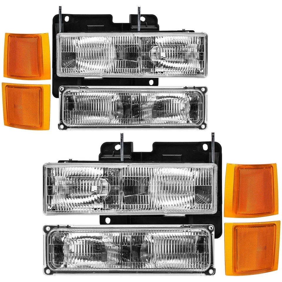 Headlights For 1994-1998 Chevy Silverado C10 C/K 1500 2500 3500 w/ Bumper Lamp * - Image 2 of 4
