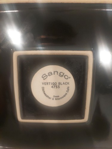 Sango Vertigo Black Set of 4 Dinner Plates 11" Square EUC - Picture 2 of 2