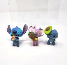 Disney Stitch Feed Me Series Lot Of 3 Avocado Pizza Angel With Flowers Pink Blue