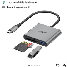 Acer 3-in-1 USB C SD Card Reader Dual Slots Compatible with iPhone  MacBook