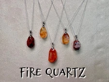 Fire Quartz Pendant, Fire Quartz Freeform Pendant, Fire Quartz & Golden Healer