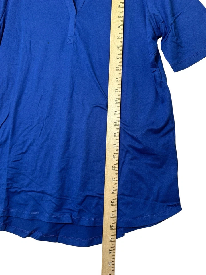 Blusa Pullover WINTERSILKS Mujer Mediana Azul Seda Lino Manga Media Foto 4 de 4