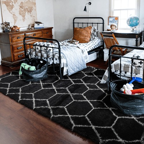 Large Area Rugs for Living Room, 7x10 Black and White Rug, Boho Thick Floor M... - Picture 8 of 8