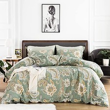 Paisley Duvet Cover 100 Cotton Green Floral Duvet King Retro Green Paisley