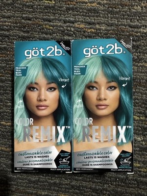 Got2b Customizable Semi-Permanent Hair Color REMIX -PEACOCK TEAL-Pack of 2