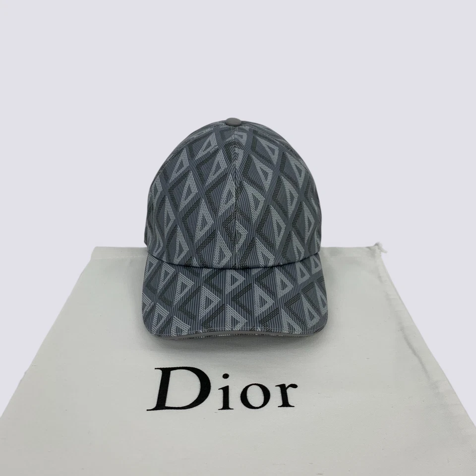 Cappello berretto baseball Dior CD Diamond cotone tela grigio rivestito taglia M - Immagine 4 di 4