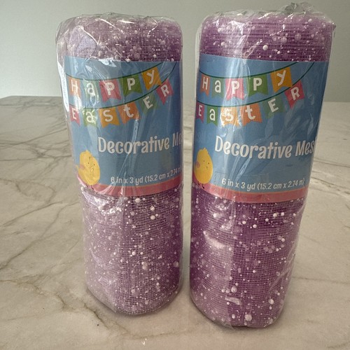8 Rolls Decorative Mesh 6 in x 3 yds Crafts Wreath Basket Easter Pink Purple Bl - Picture 3 of 6