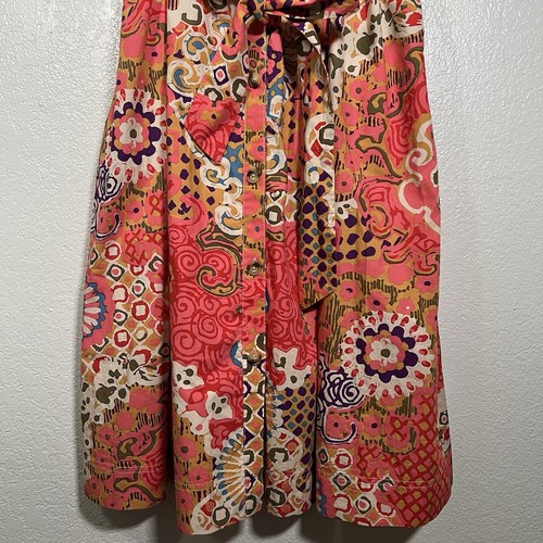 J Crew Button Front Belted Poplin Midi Sundress Pink Paisley Women’s 12 - Picture 6 of 15