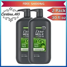 Dove Men+Care Body Wash Extra Fresh 30 oz (2 Pack) | Hydrating Face Cleanser